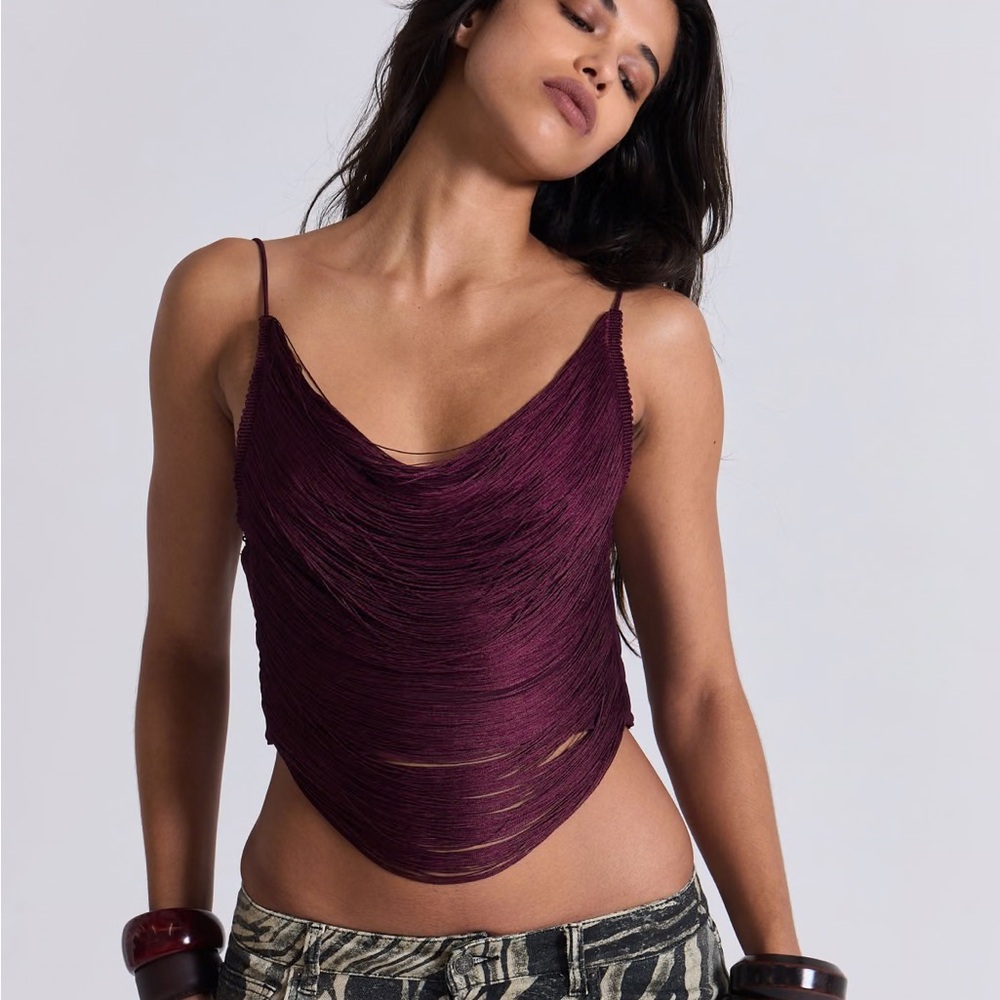 Jaded London Lavinia Backless Fringe Top